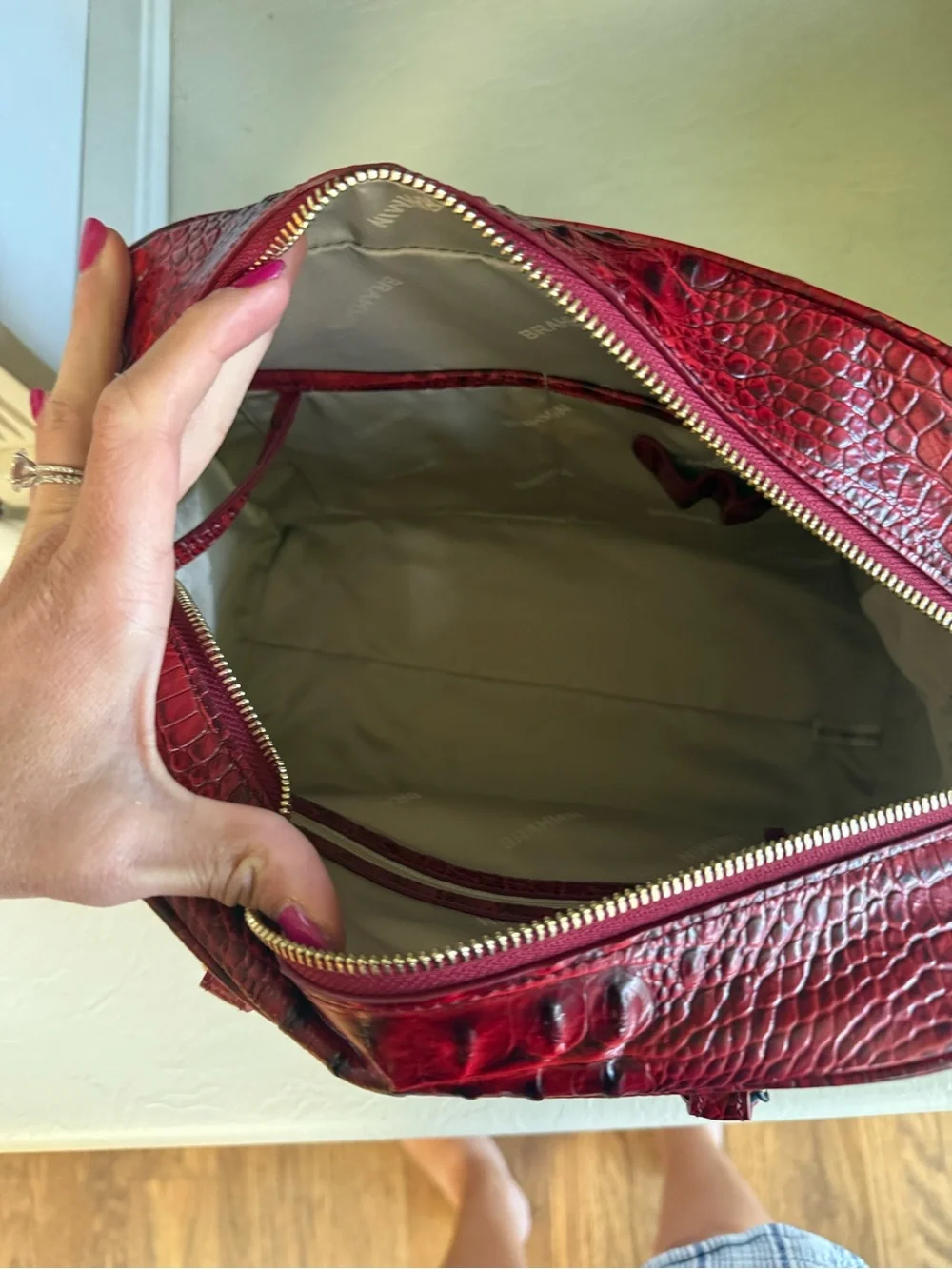 Brahmin Scarlet Marissa Croc-Embossed Satchel